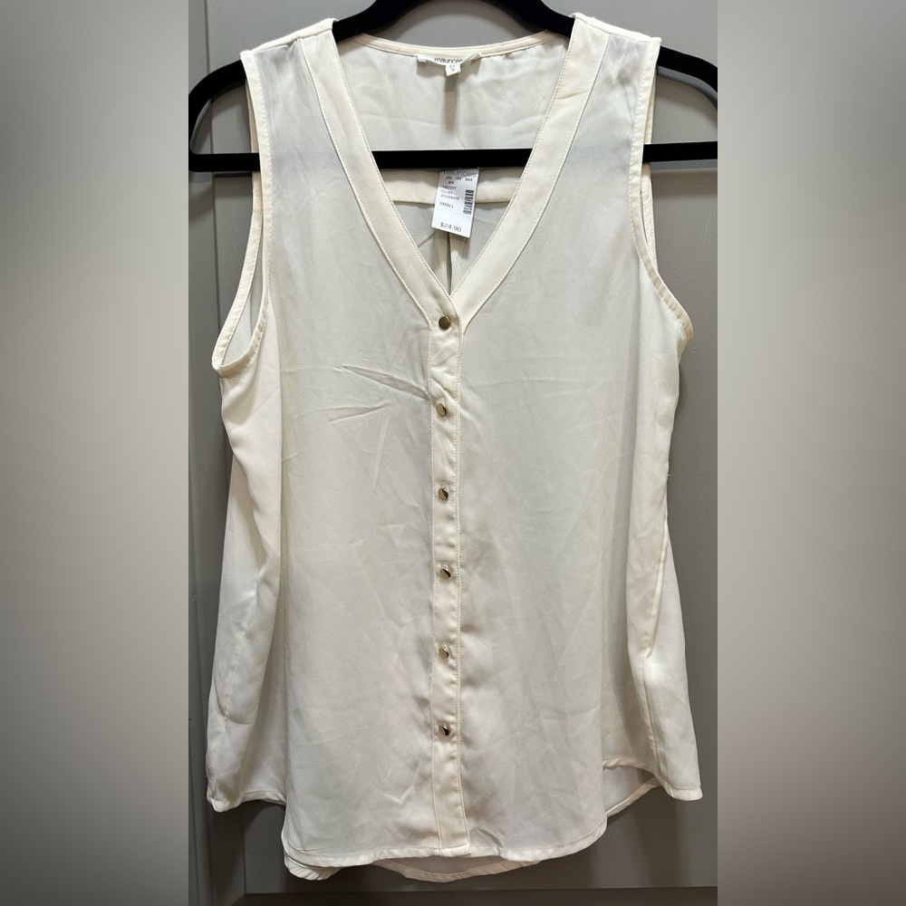 Maurices Size S Sleeveless Ivory Blouse NWT
